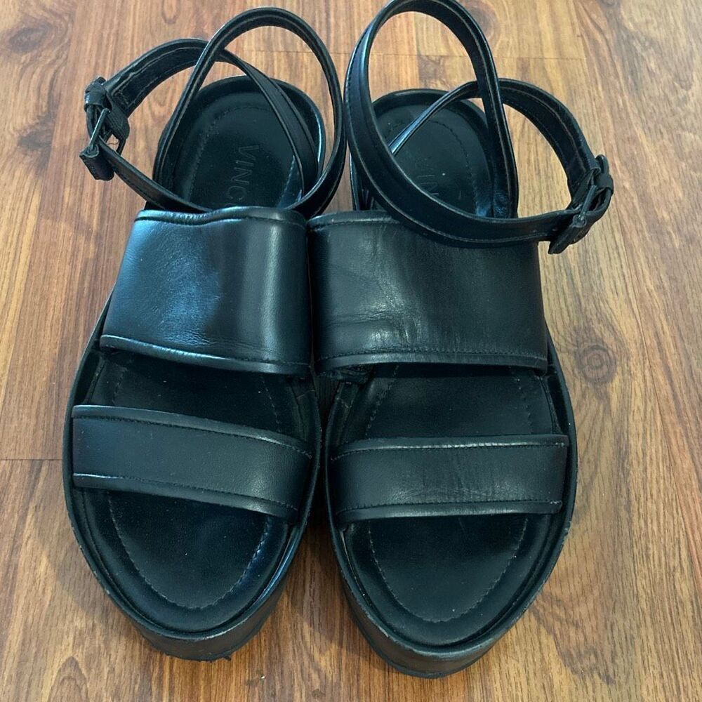 Vince vienna black platform strappy sandal size 7